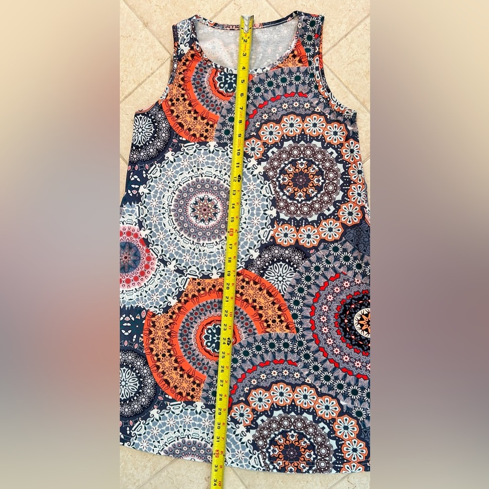 Nwot Fun Bright Geometric Pattern Tank Dress With… - image 4